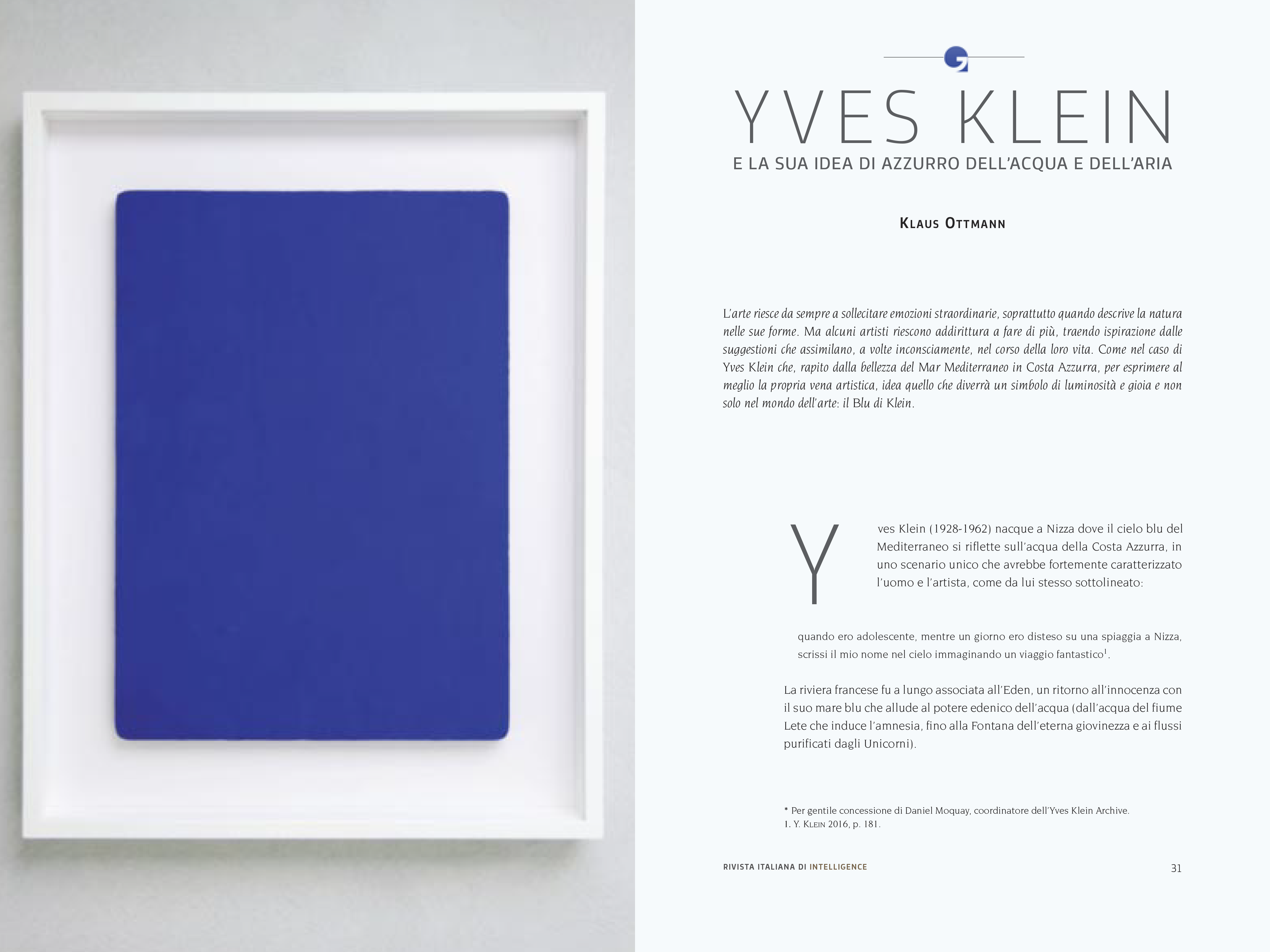 Gnosis article on Yves Klein